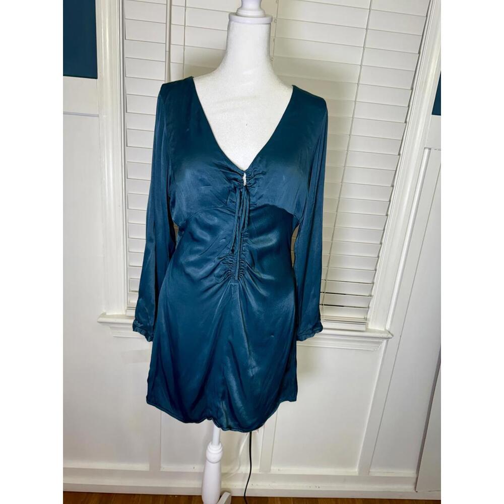 Zara Teal Long Sleeve Mini Dress Size Large